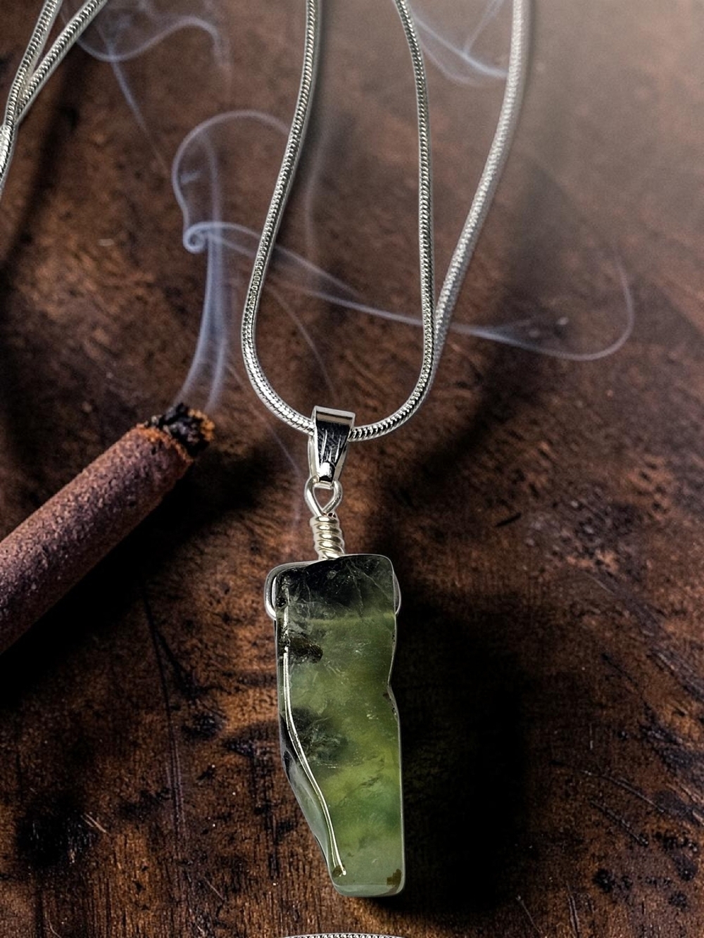 Sterling Silver Green Stone Pendant Necklace - Women's Jewelry